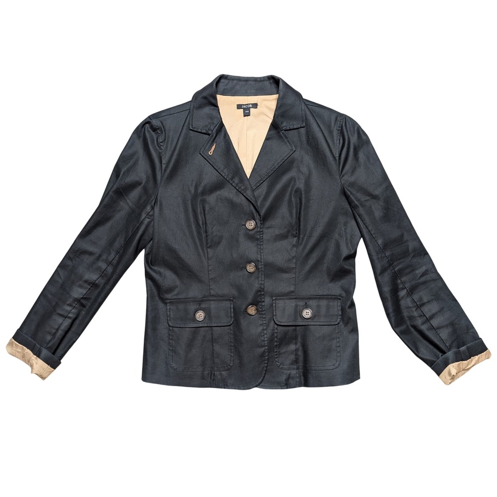 Vintage Jacob Women's 11 / 12 Black Button Up Blazer